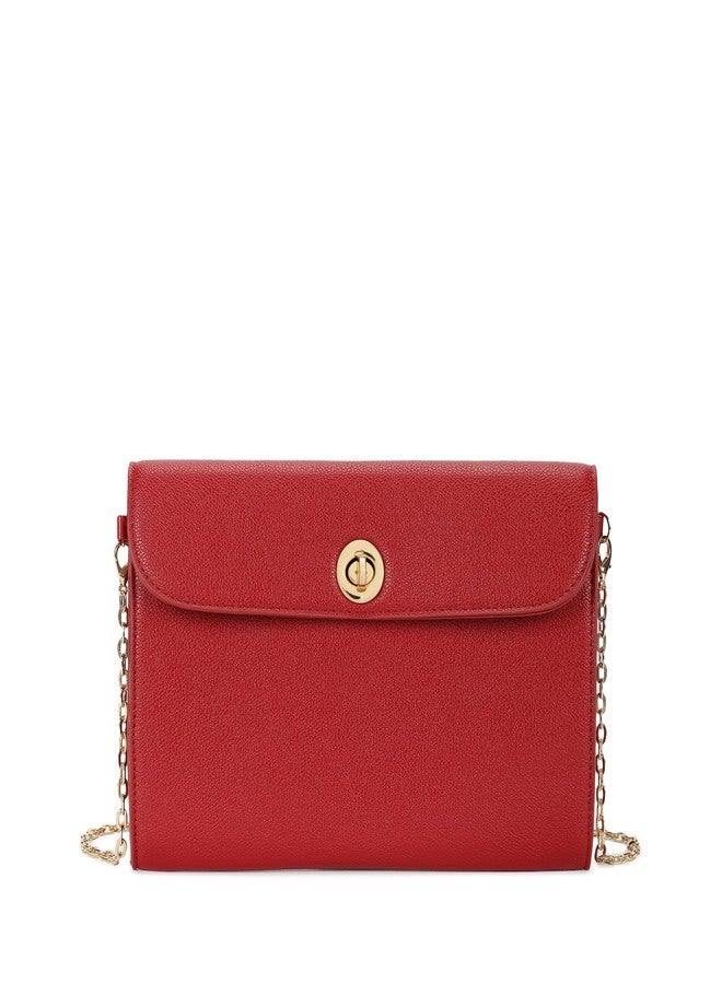 Fastrack Chain Reaction Sling Bag for Women | Medium Size with Flap Closure, Twist Lock and Gold Metal Chain | Stylish Sling Bag for Parties and Casual Outings - Image 1